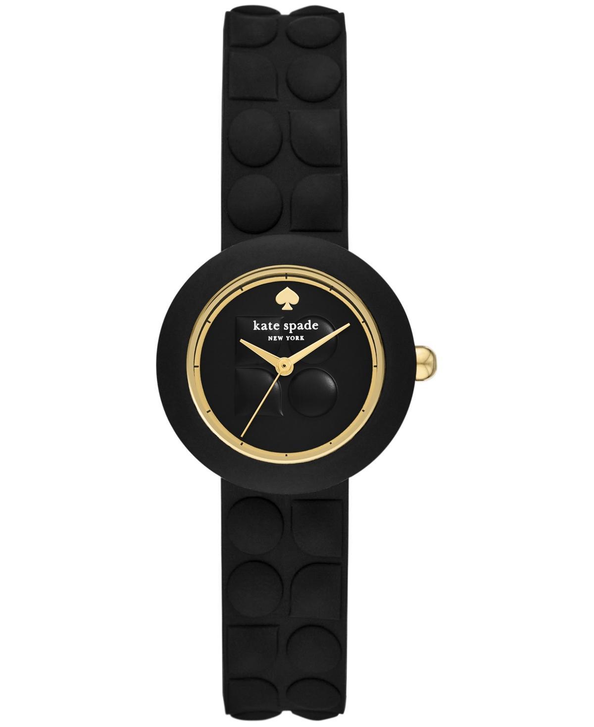 kate spade new york Womens Mini Park Row Three Hand Black Silicone Strap Watch Product Image