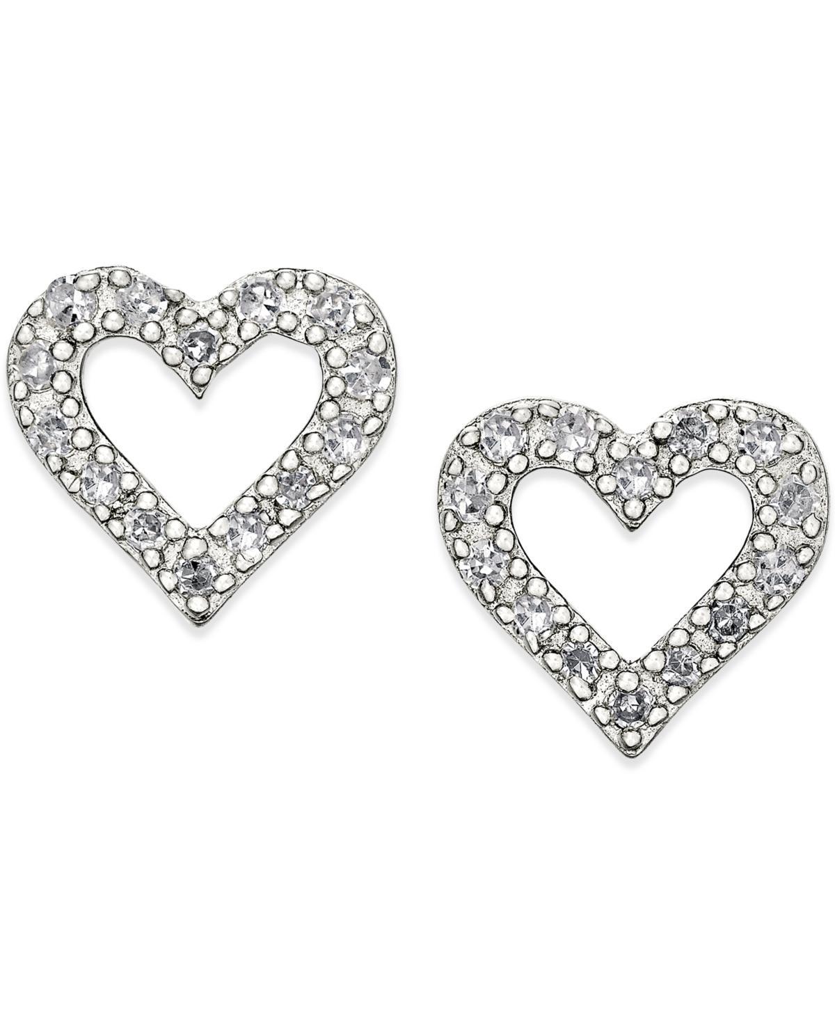 Diamond Heart Stud Earrings in Sterling Silver (1/10 ct. t.w.) Product Image