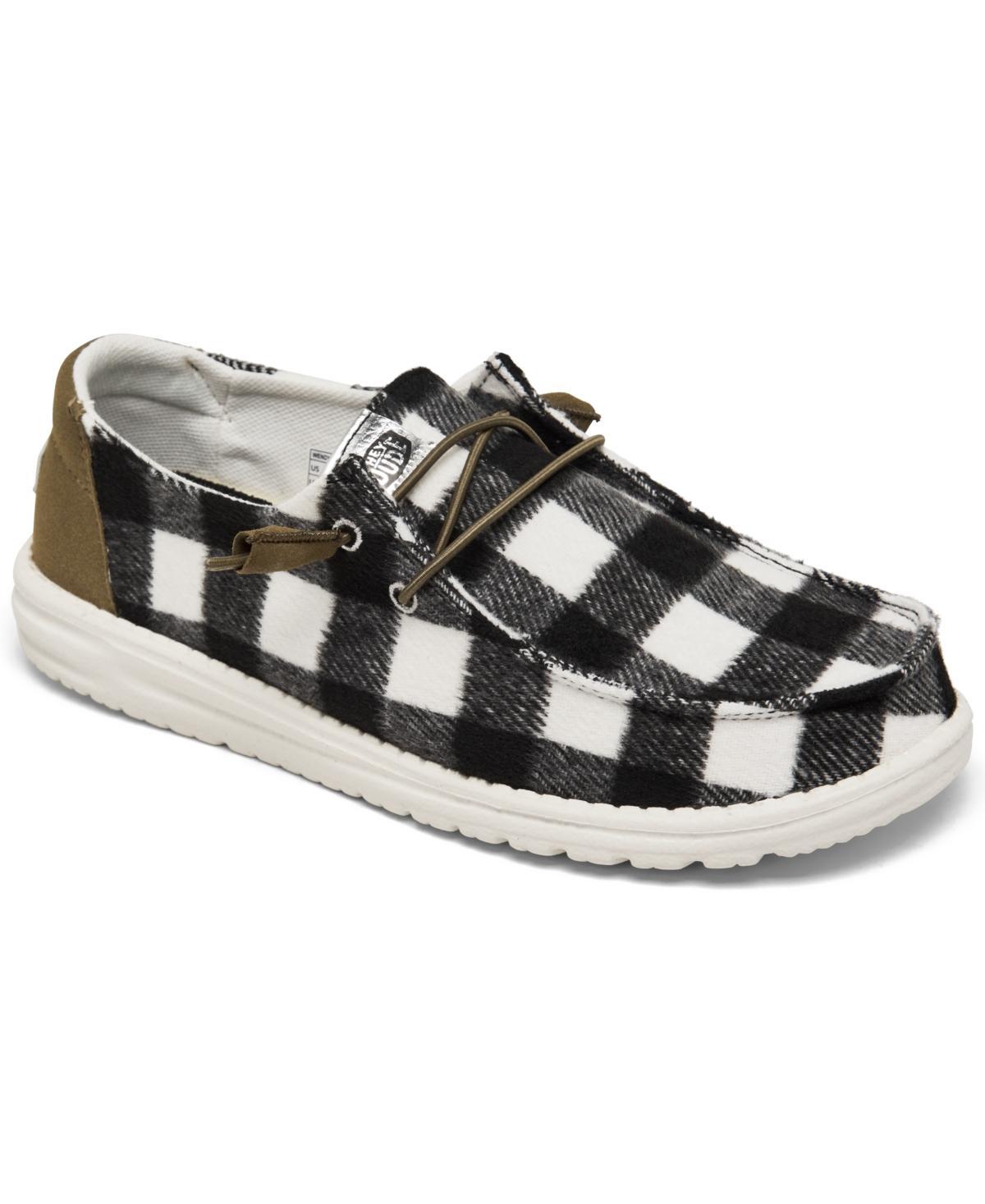 Hey Dude Womens Wendy Plaid Casual Sneakers from Finish Line - White Product Image