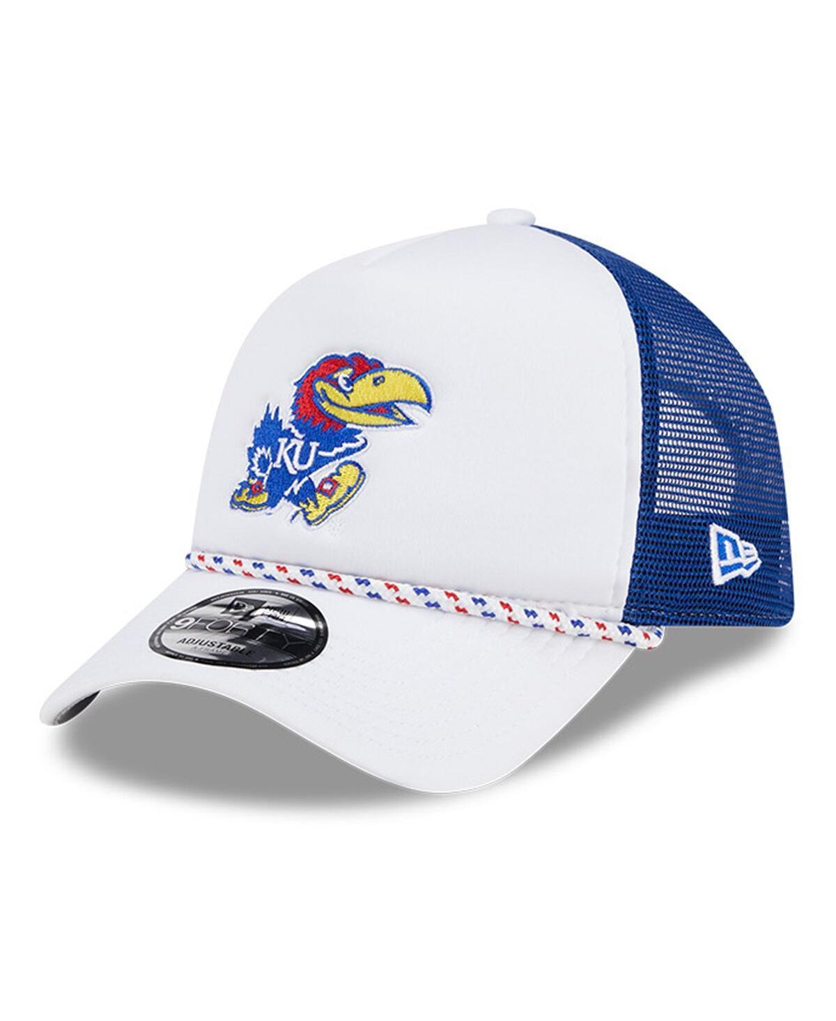 Mens New Era /Royal Kansas Jayhawks Court Sport Foam A-Frame 9FORTY Adjustable Trucker Hat Product Image