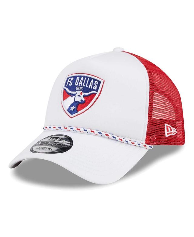 Mens New Era White/Red FC Dallas Court Sport Foam A-Frame 9FORTY Adjustable Trucker Hat Product Image