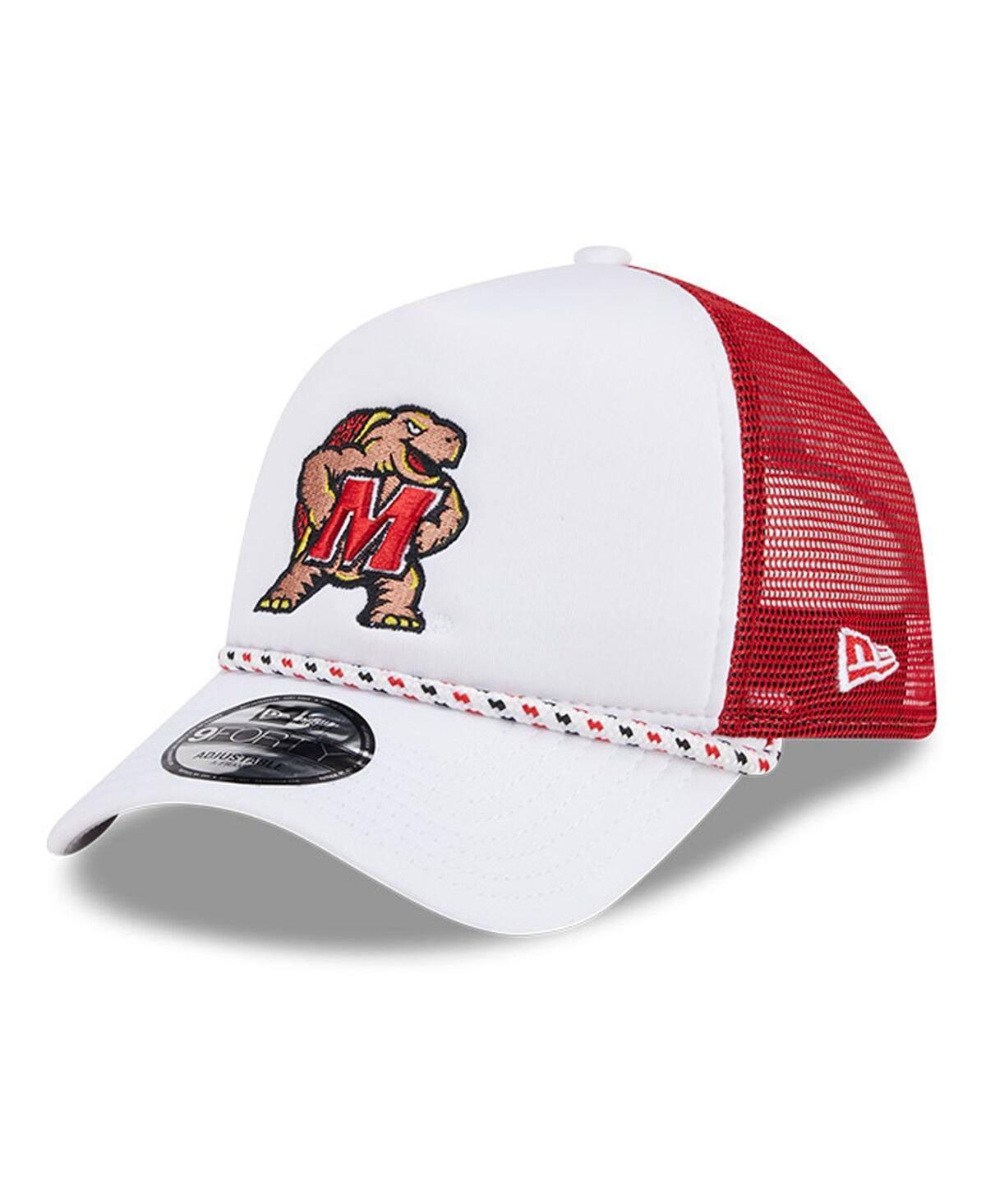 Mens New Era /Red Maryland Terrapins Court Sport Foam A-Frame 9FORTY Adjustable Trucker Hat Product Image