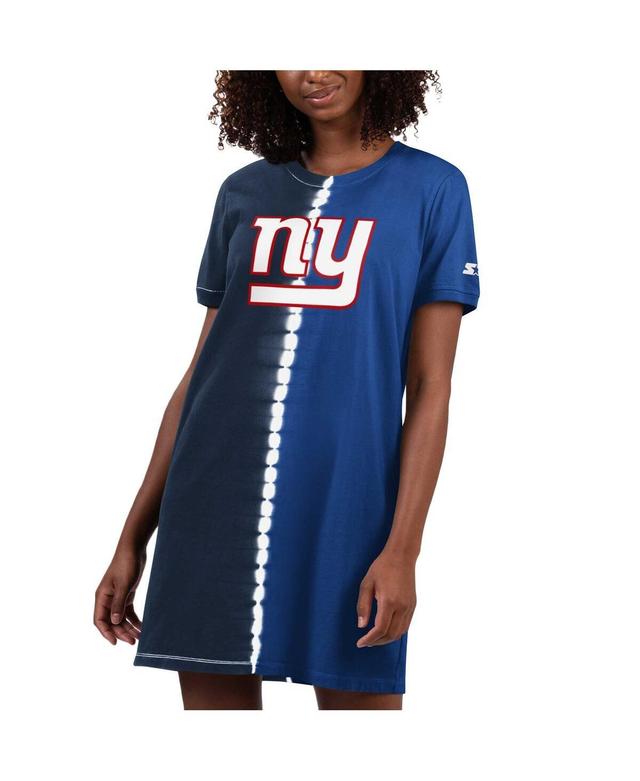 Womens Starter New York Giants Ace Tie-Dye T-Shirt Dress Blue Product Image