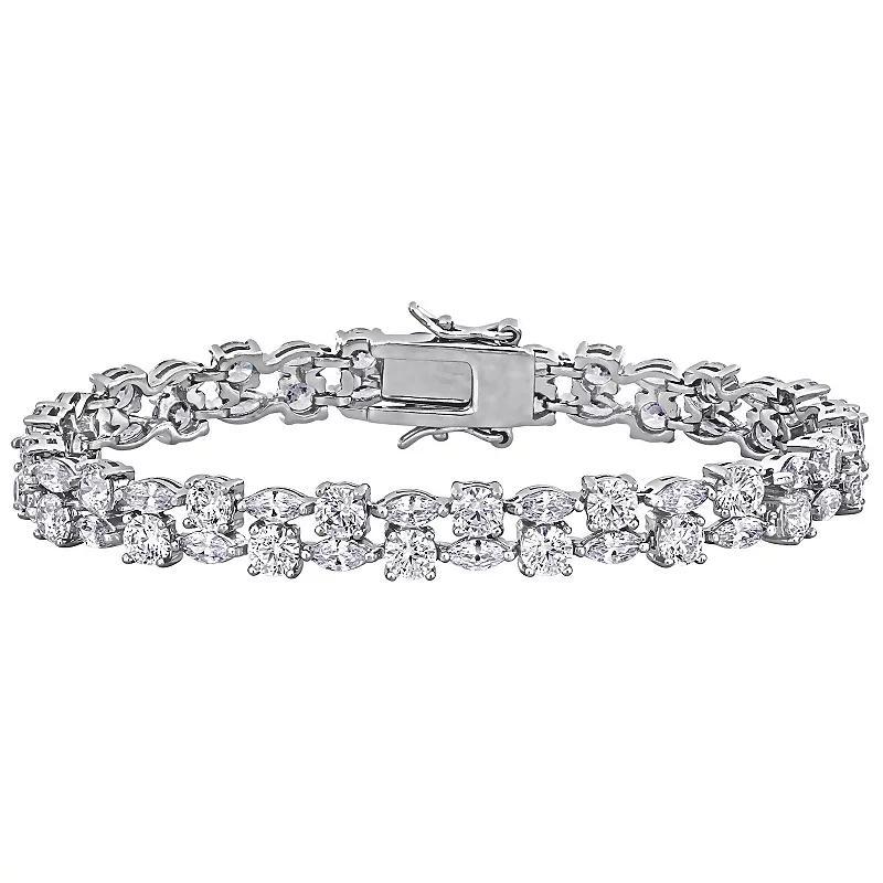 Stella Grace Sterling Silver Lab-Created White Sapphire Double Row Bracelet, Womens Product Image