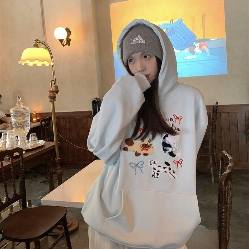 Animal Embroidered Oversized Hoodie Product Image