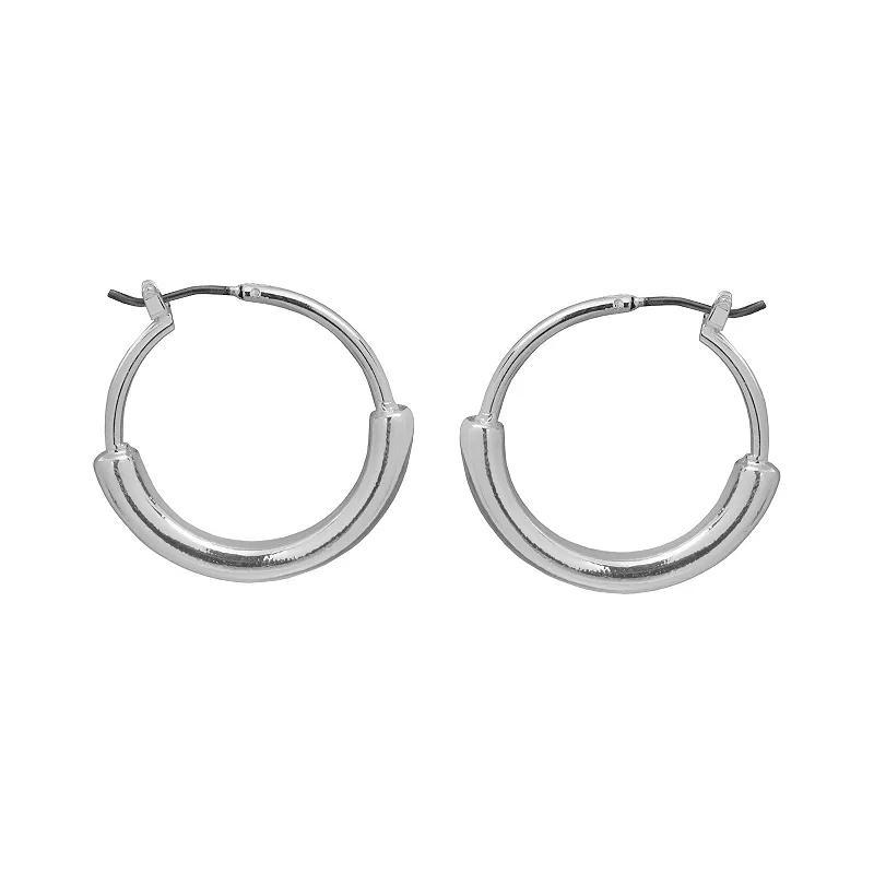 Emberly Silver Tone Thick Bottom Hoop Earrings, Womens, None Product Image