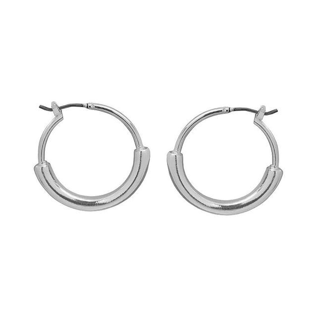 Emberly Silver Tone Thick Bottom Hoop Earrings, Womens, None Product Image