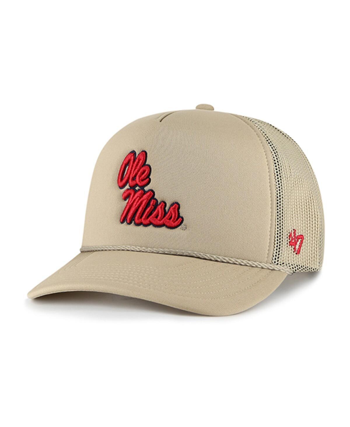 Mens 47 Brand Khaki Ole Miss Rebels Foam Front Mesh Trucker Snapback Hat Product Image