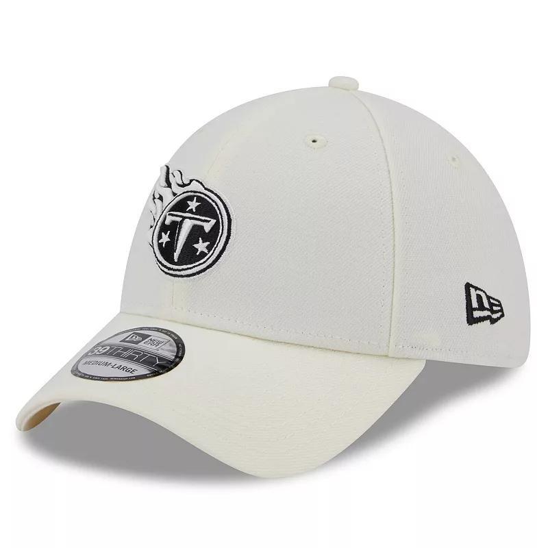 Mens New Era Cream Tennessee Titans Chrome Collection 39THIRTY Flex Hat Product Image