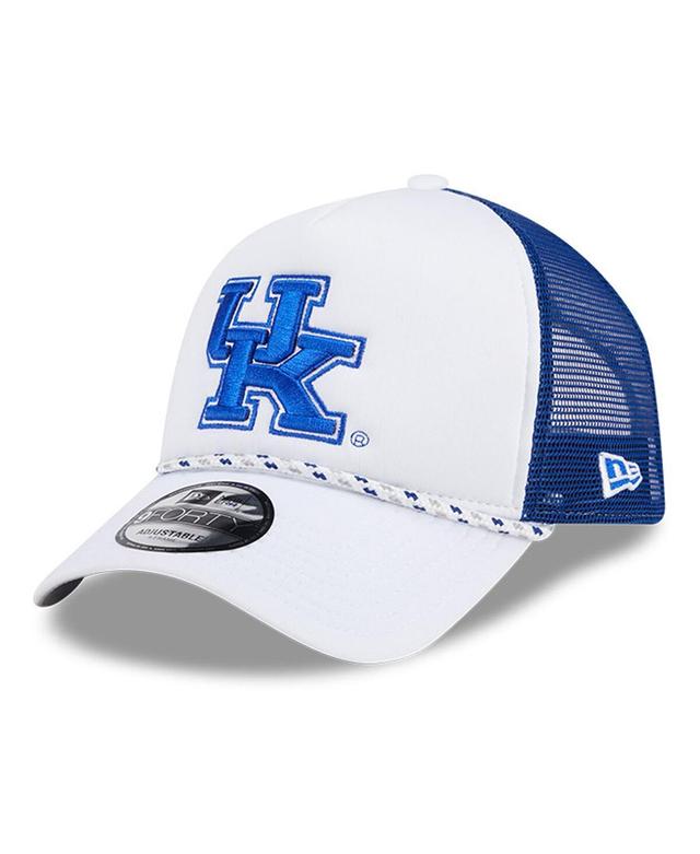 New Era Mens White Kentucky Wildcats Court Sport Foam A-Frame 9FORTY Adjustable Trucker Hat - White, Royal Product Image