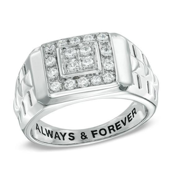 Men's 1/2 CT. T.w. Diamond Wedding Band in Sterling Silver (16 Characters) Product Image