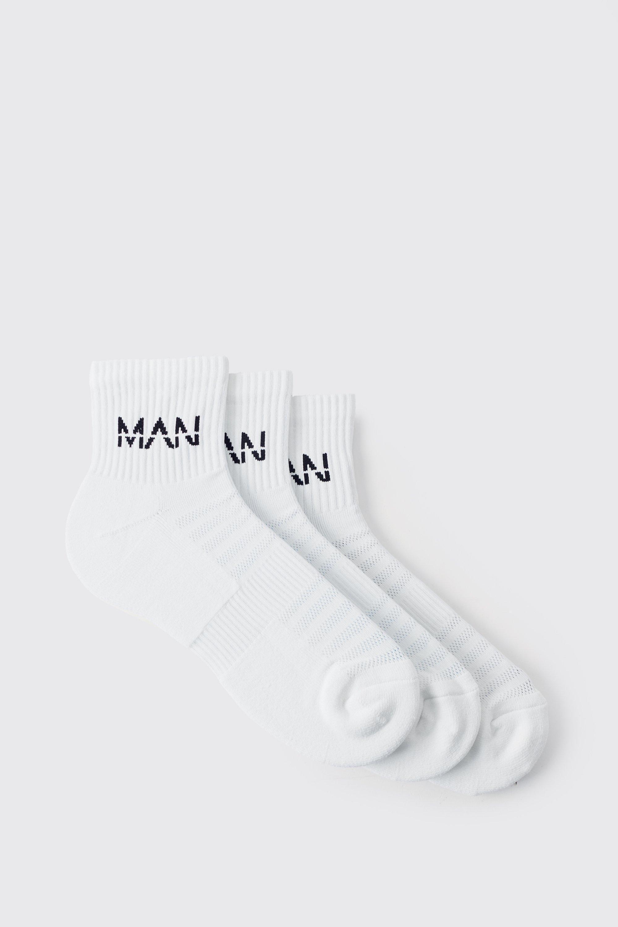 Man Active Cushioned Training Ankle 3 Pack Sock | boohooMAN USA Product Image