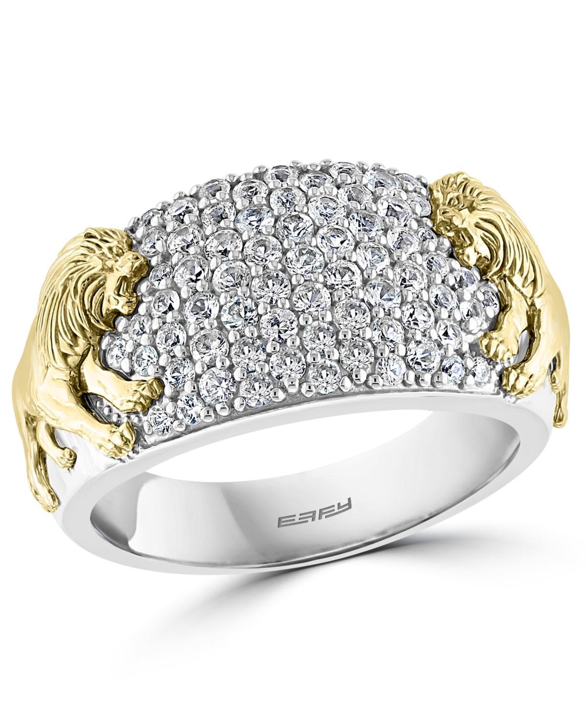 Effy Mens White Sapphire Lion Ring (1-3/8 ct. t.w.) 14k Gold-Plate - Sterling Silver Product Image