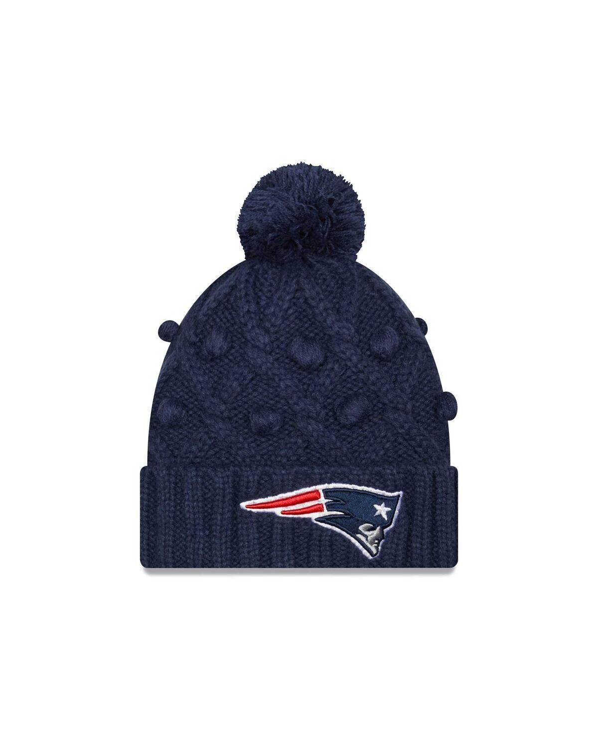 Womens New Era Navy New England Patriots Toasty Cuffed Knit Hat with Pom Product Image