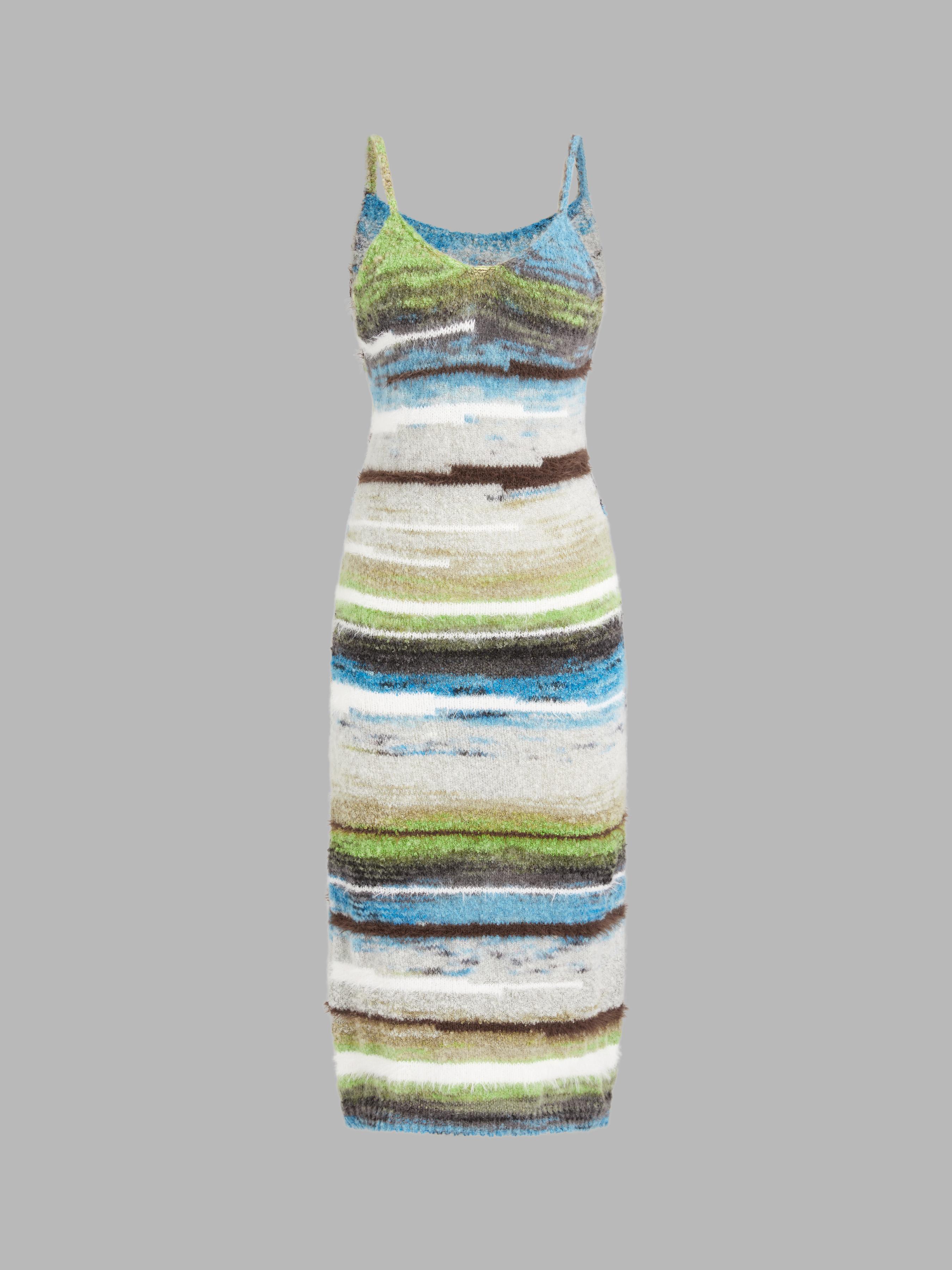 Fuzzy Knitted Stripe Backless Midi Dress Product Image