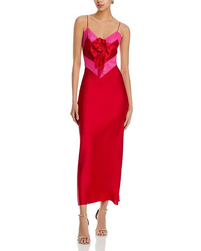 Serita Lace-Trim Silk Maxi Slip Dress Product Image