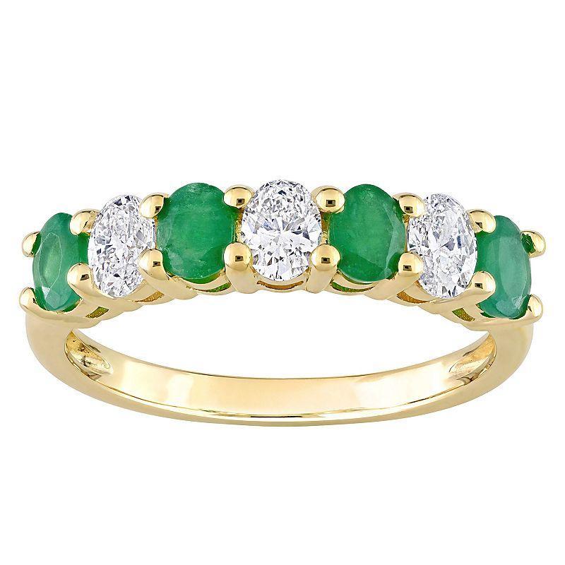 Stella Grace 14k Gold Emerald & 1/2 Carat T.W. Diamond Semi-Eternity Ring, Womens Product Image