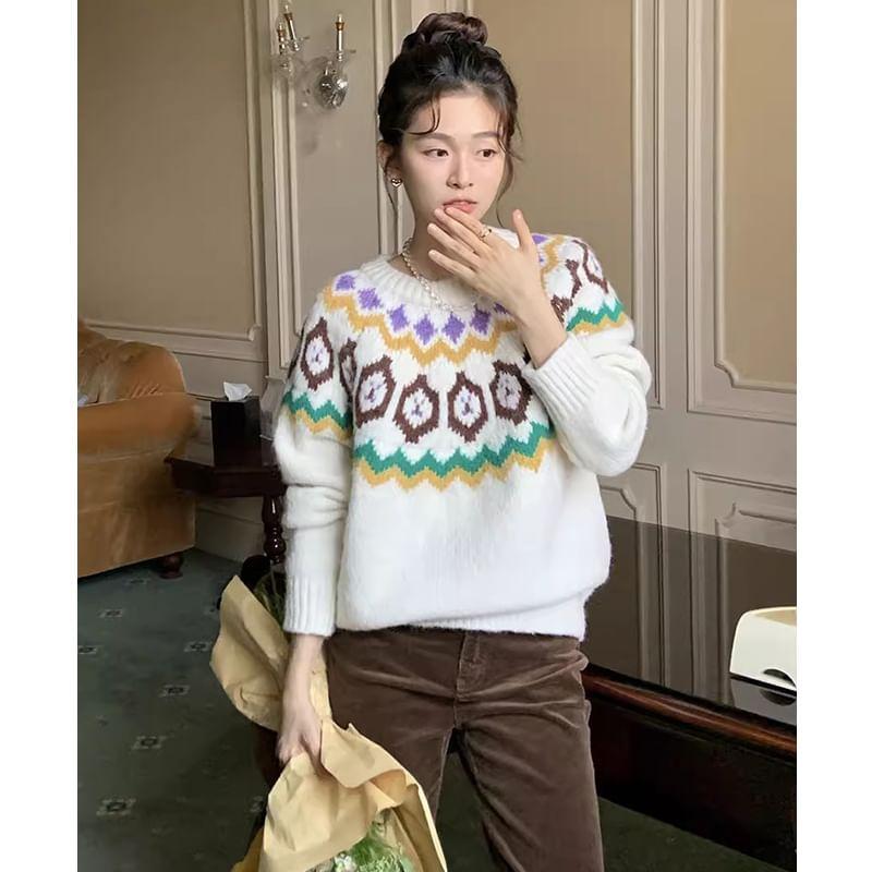 Crewneck Jacquard Sweater Product Image