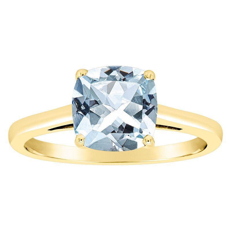 Alyson Layne 14k Gold Cushion Sky Blue Topaz Solitaire Ring, Womens Product Image