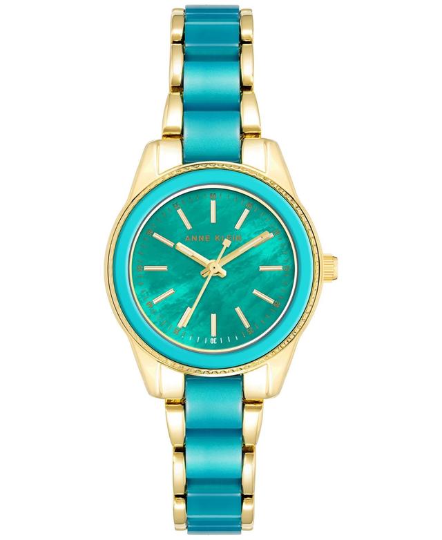 Anne Klein Womens Teal & Gold-Tone Bracelet Watch 30mm Product Image