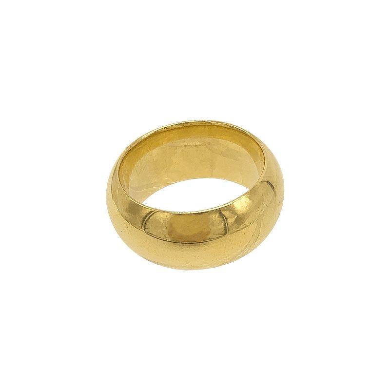 Adorina 14k Gold Plated Stainless Steel Domed Cigar Band, Womens Yellow Product Image