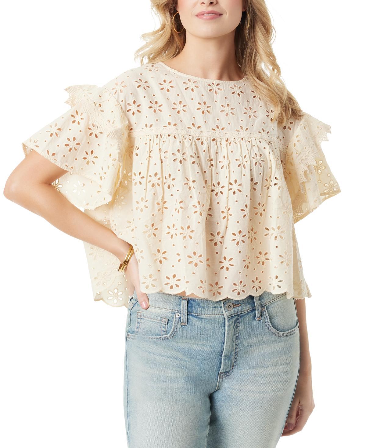 Jessica Simpson Maja Eyelet Short Sleeve Woven Top Product Image