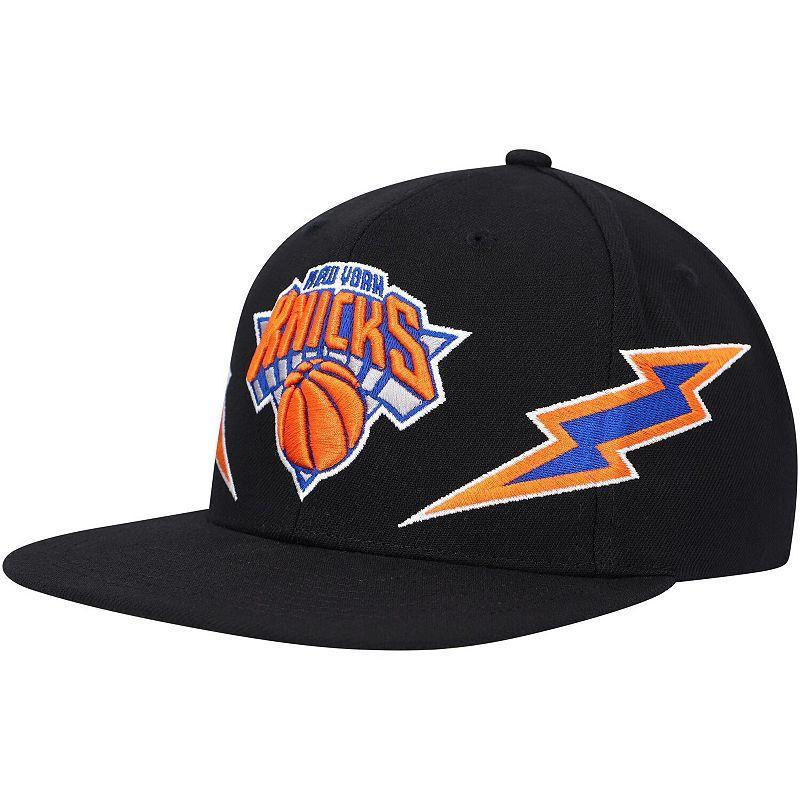 Mens Mitchell & Ness Black New York Knicks Hardwood Classics Soul Double Trouble Lightning Snapback Hat Product Image