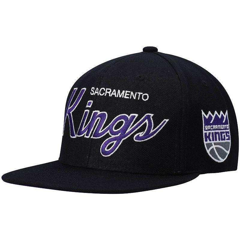 Unbranded Men's Mitchell & Ness Black Sacramento Kings Hardwood Classics Script 2.0 Snapback Hat - Size: One Size Product Image