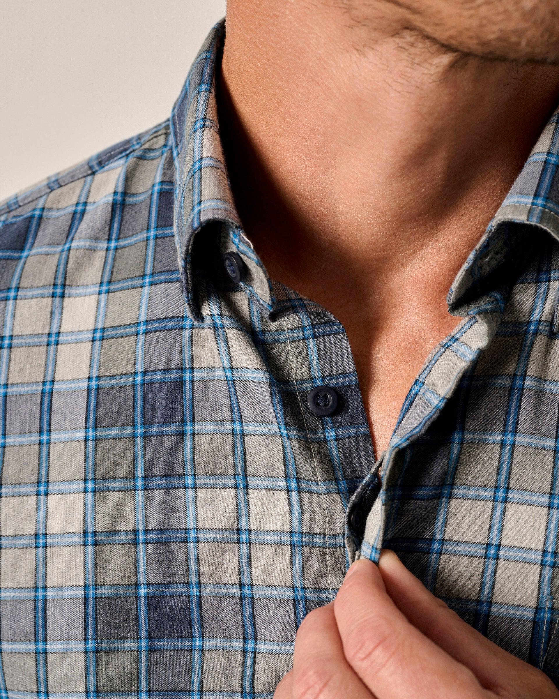 johnnie-O Tucked Cotton Blend Button Up Shirt - Benjamin Product Image