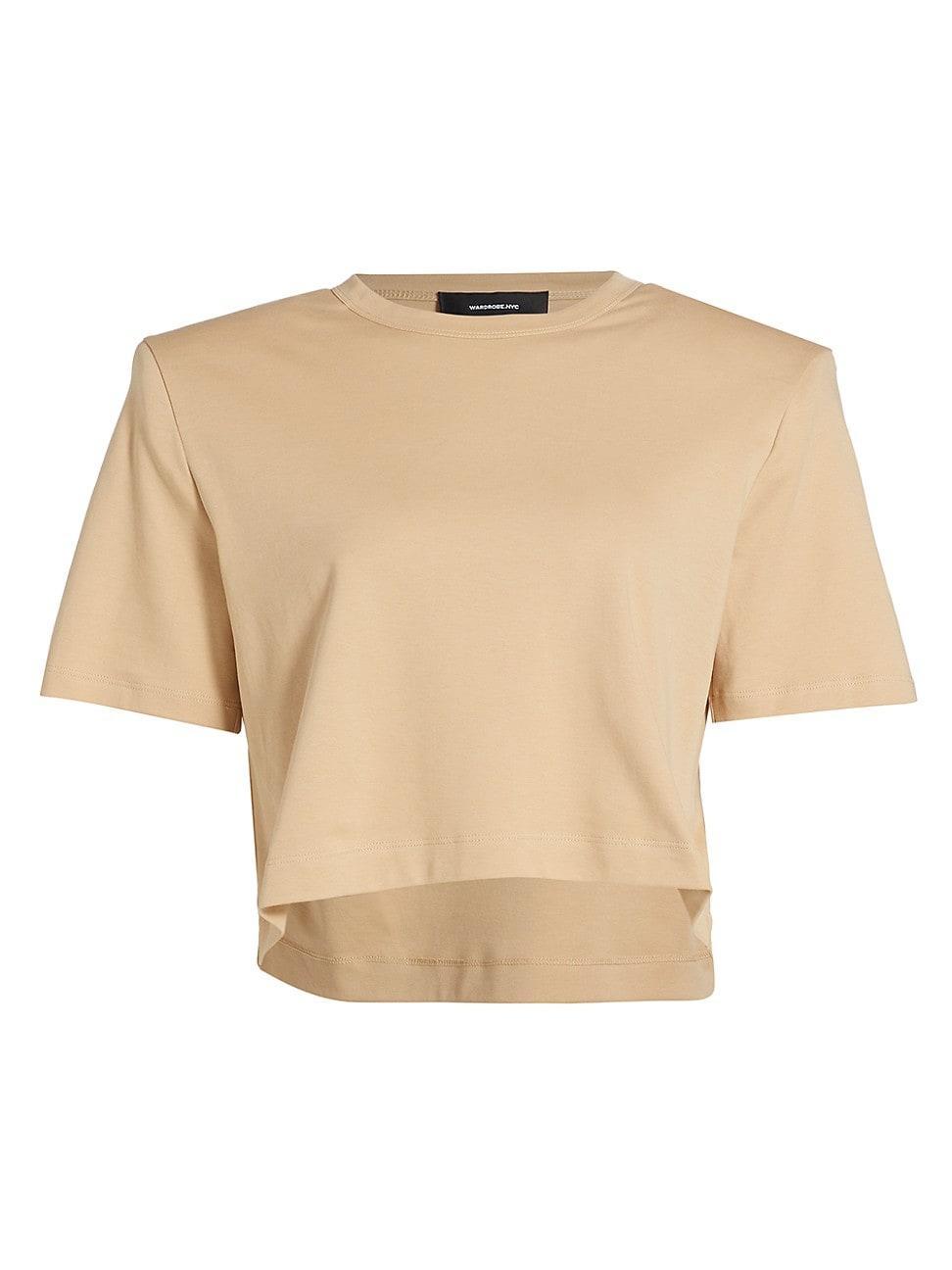 Womens Padded Cotton Crop T-Shirt Product Image