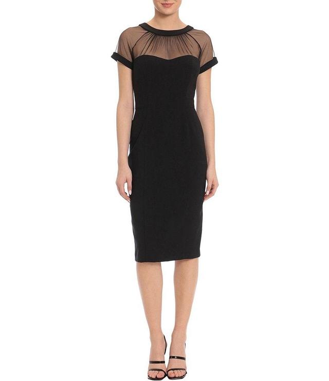 Maggy London Illusion Round Neck Cap Sleeve Sheath Dress Product Image