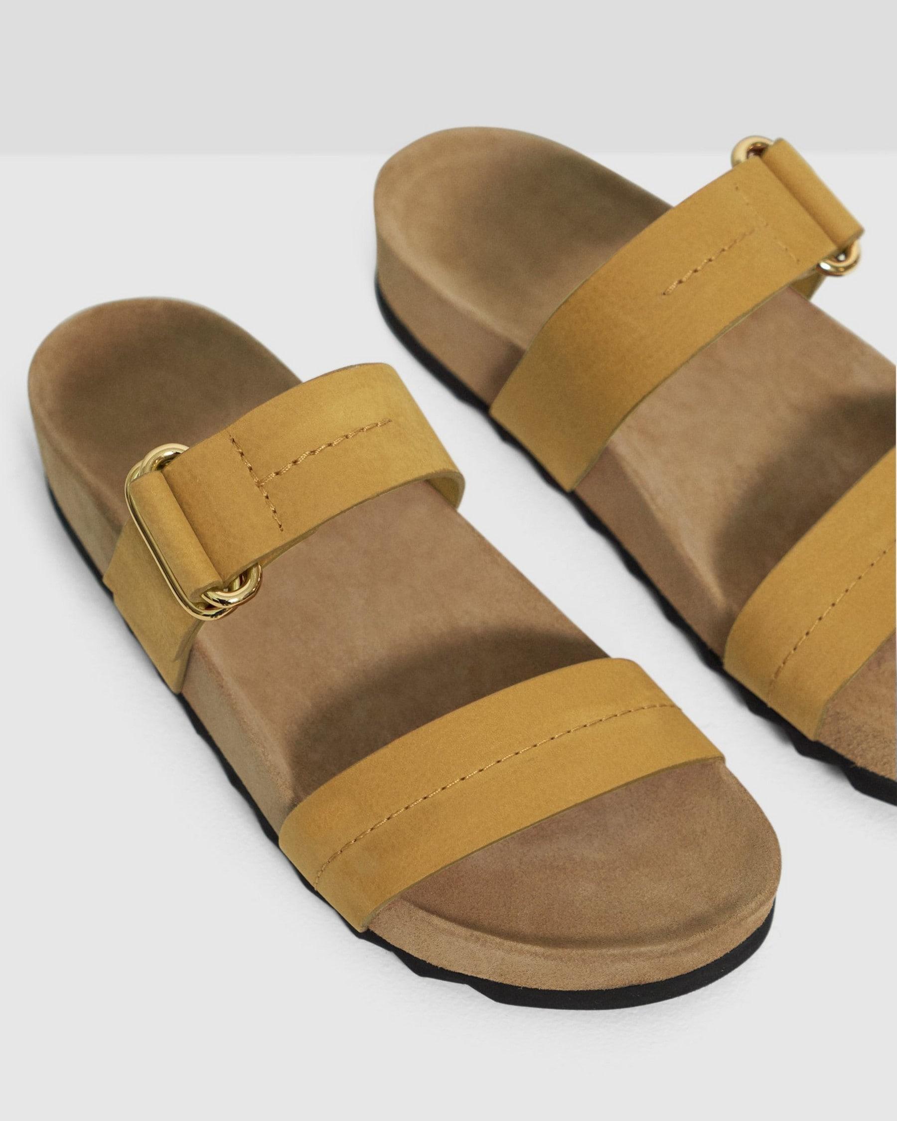 Buckled Slide Sandal in Nubuck Leather Product Image