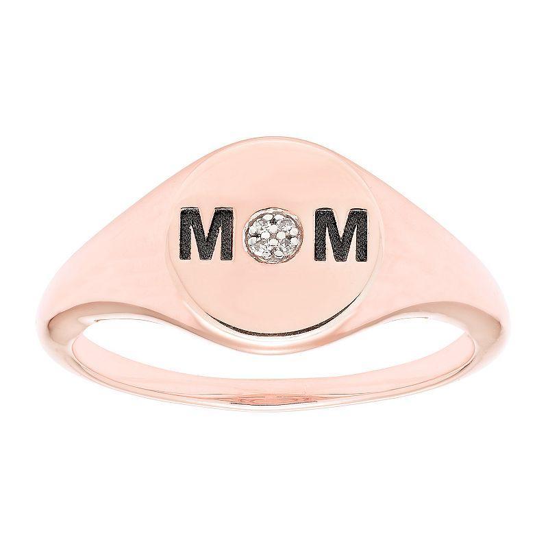 Its Personal 14k Gold Diamond Accent Mom Signet Ring, Womens Product Image