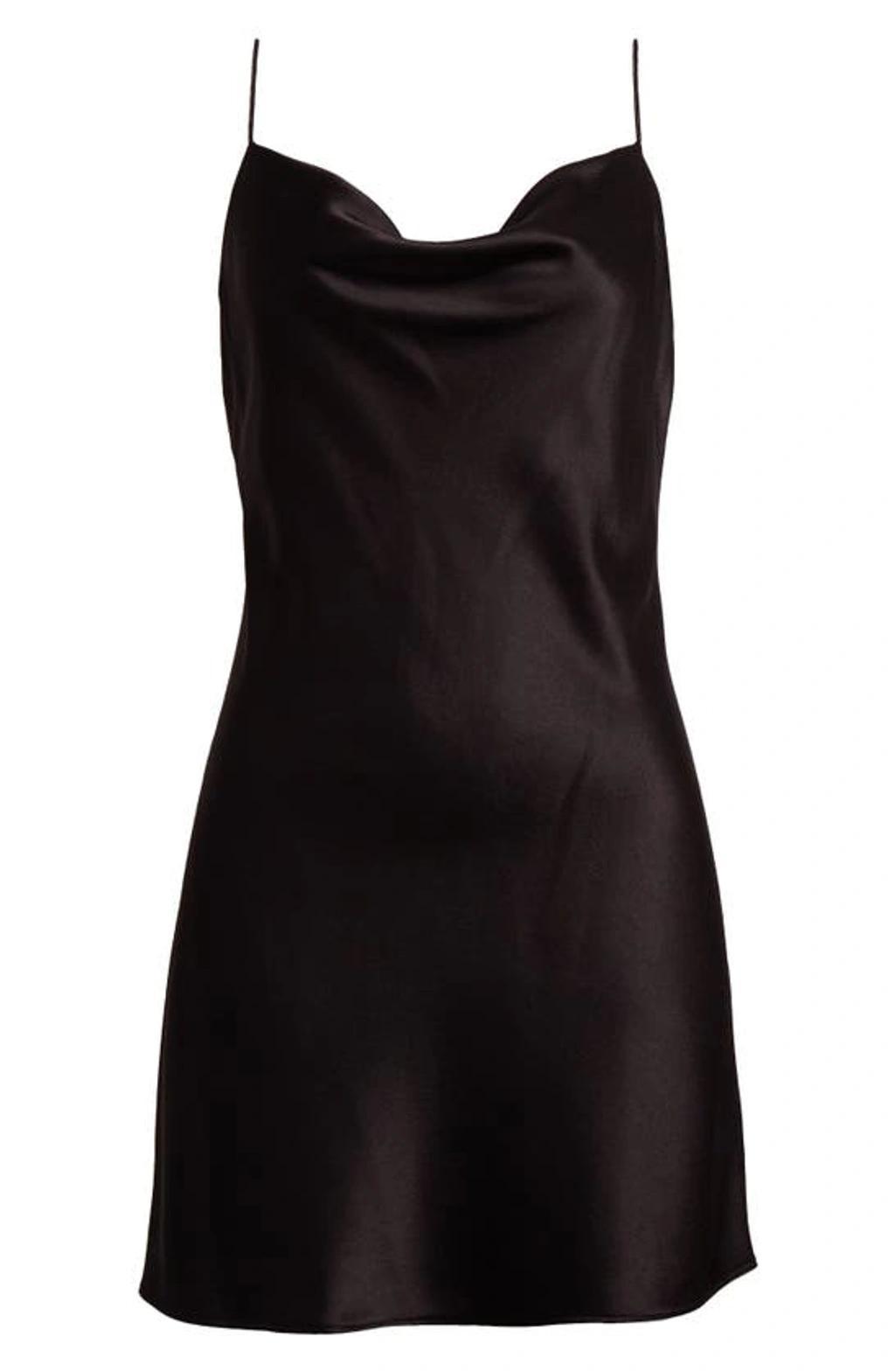 ALICE AND OLIVIA Harmony Satin Mini Slip Dress In Black Product Image