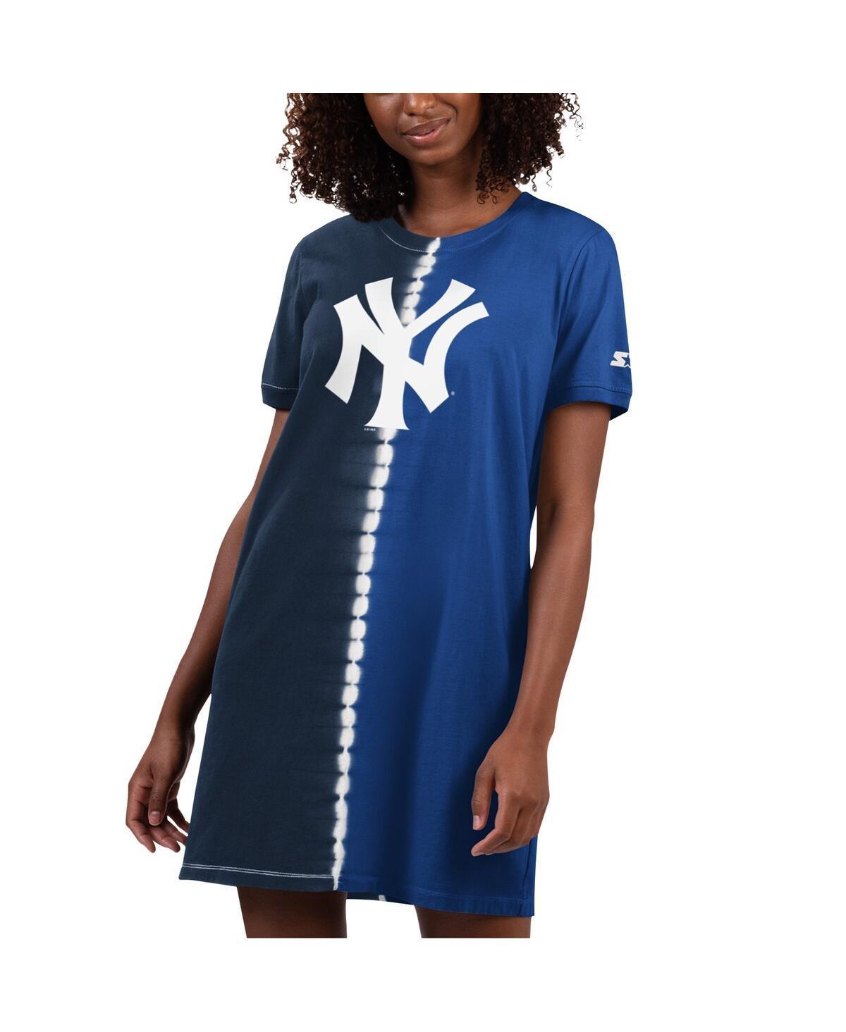 Womens Starter New York Giants Ace Tie-Dye T-Shirt Dress Blue Product Image