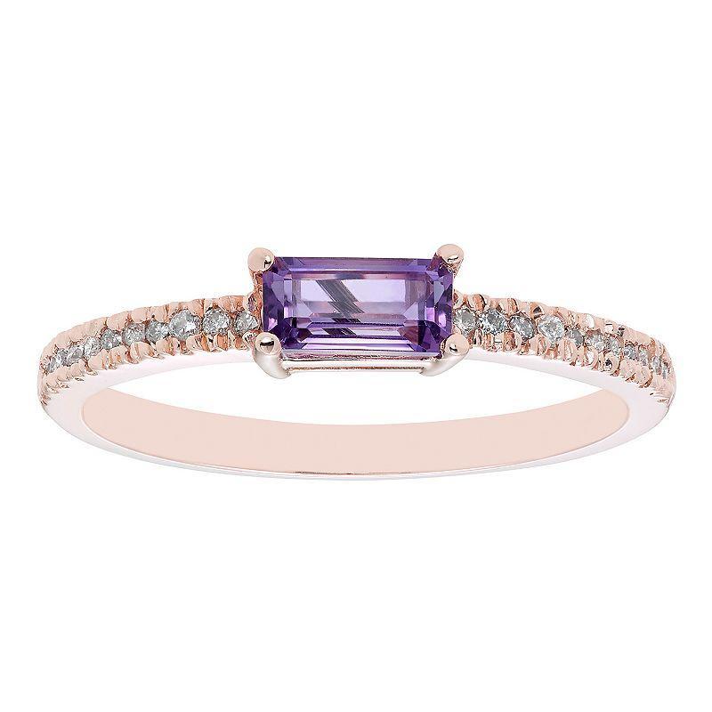 The Regal Collection 14k Gold 1/10 Carat T.W. Diamond & Amethyst Ring, Womens Purple Product Image