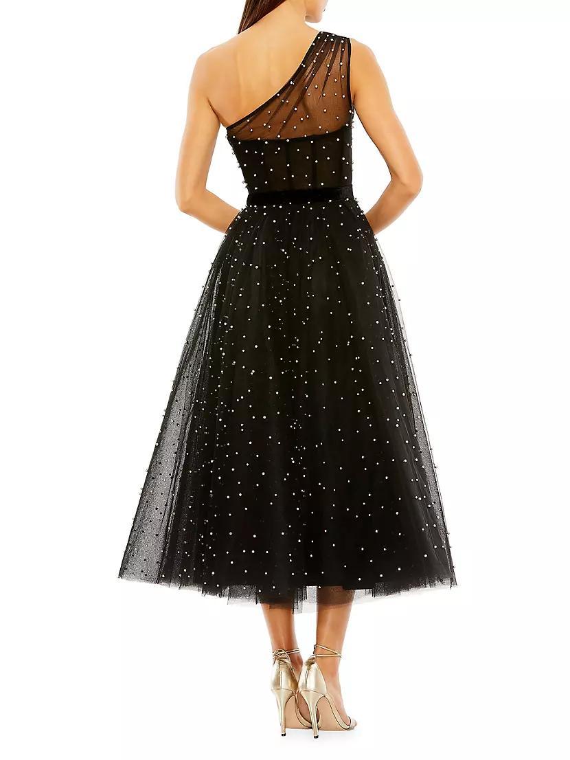 Embellished Tulle One-Shoulder Midi-Ballgown Product Image