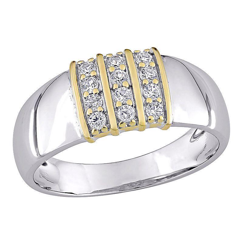 Mens Stella Grace 10k Gold & Sterling Silver Lab-Created White Sapphire Ring, Gold Tone Product Image