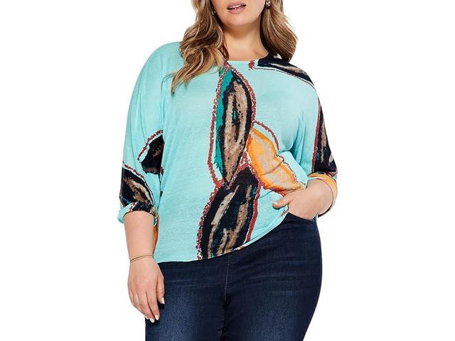 NIC+ZOE Plus Size Grove Sweater (Aqua Multi) Women's Clothing Product Image