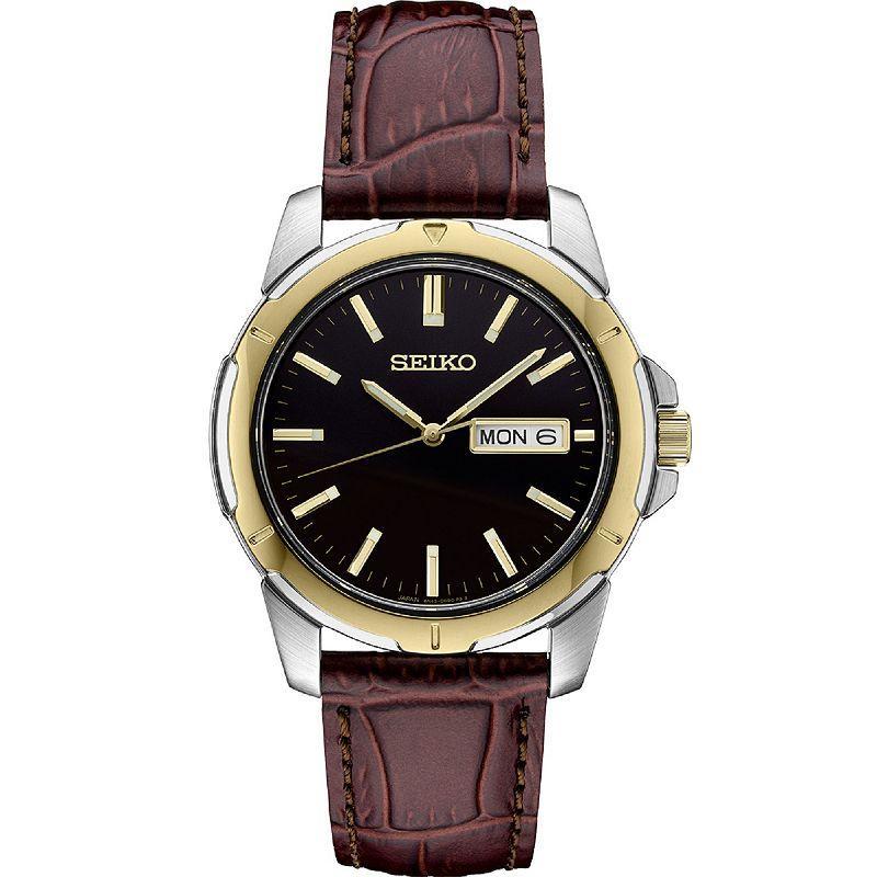 Seiko Mens Essential Two Tone Brown Leather Strap Watch -SUR360 Product Image