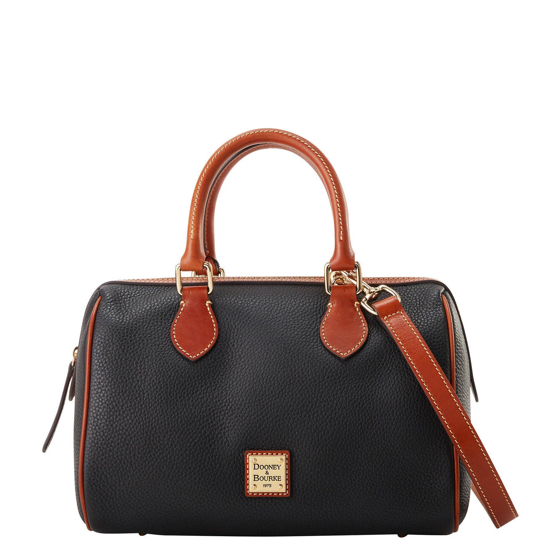 Dooney & Bourke Womens Pebble Grain Barrel Leather Satchel Bag in Black Product Image