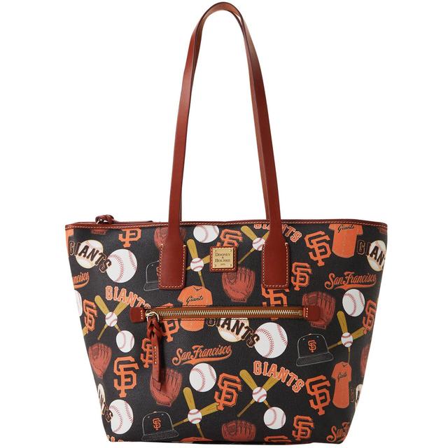 Dooney & Bourke Womens MLB Giants Coated Cotton Tote Shopping Bag in Black Product Image