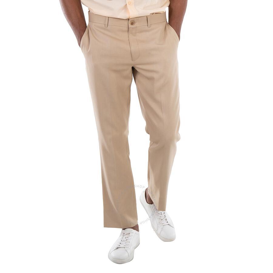 BURBERRY Men's Redmoor Soft Fawn Classic Cut Wool Tailored Trousers In Neutral product image