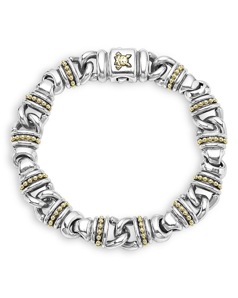 Lagos Mens 18K Yellow Gold & Sterling Silver Anthem Beaded Link Bracelet - 100% Exclusive Product Image