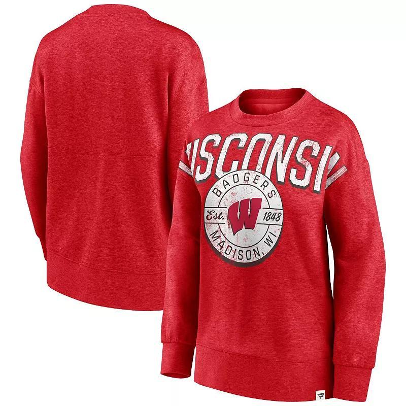 Womens Fanatics Branded Heathered Wisconsin Badgers Jump Distribution Pullover Sweatshirt Product Image