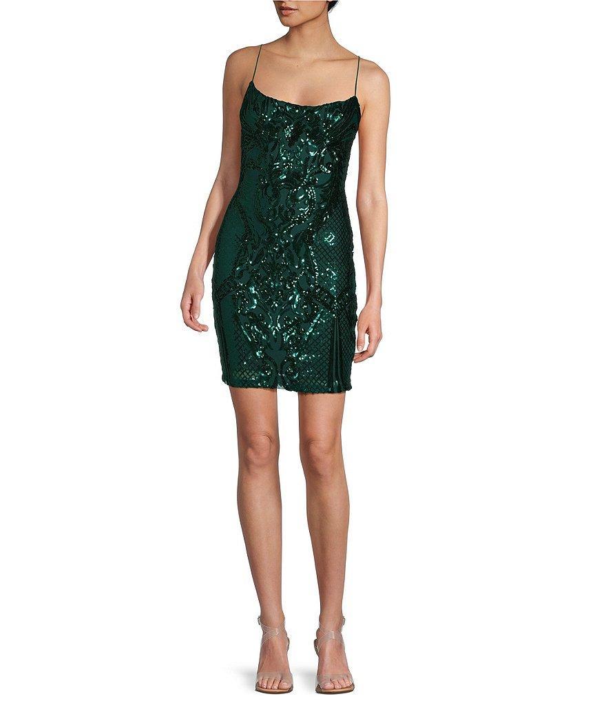 B. Darlin Scoop Neck Pattern Sequin Bodycon Dress Product Image