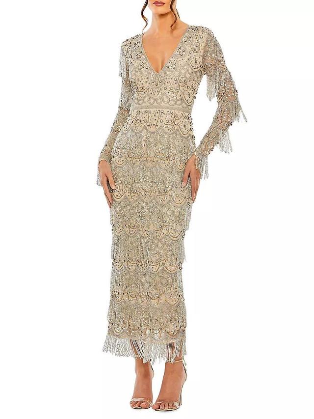 Fringe Crystal-Embellished Maxi Dress Product Image