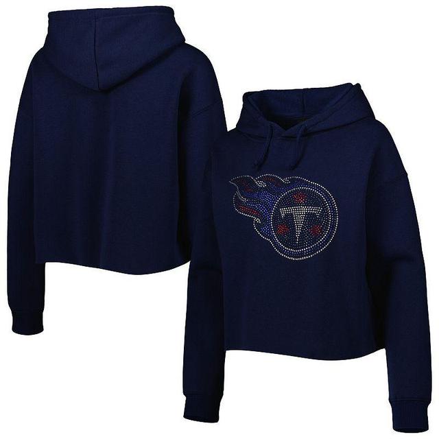 Womens Cuce Tennessee Titans Crystal Logo Cropped Pullover Hoodie Blue Product Image