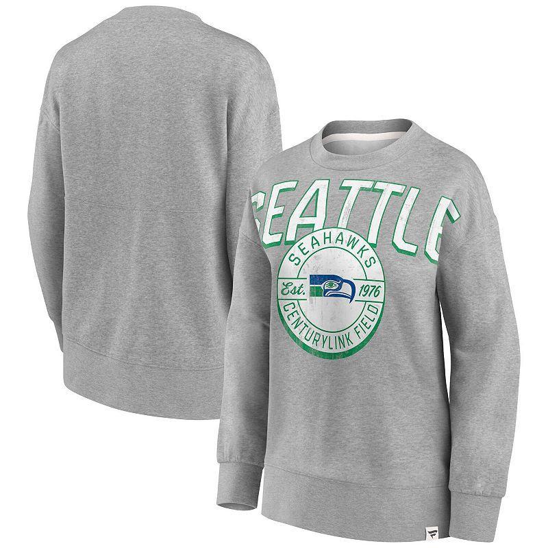 Womens Fanatics Heathered Gray Seattle Seahawks Jump Distribution Tri-Blend Pullover Sweatshirt Product Image