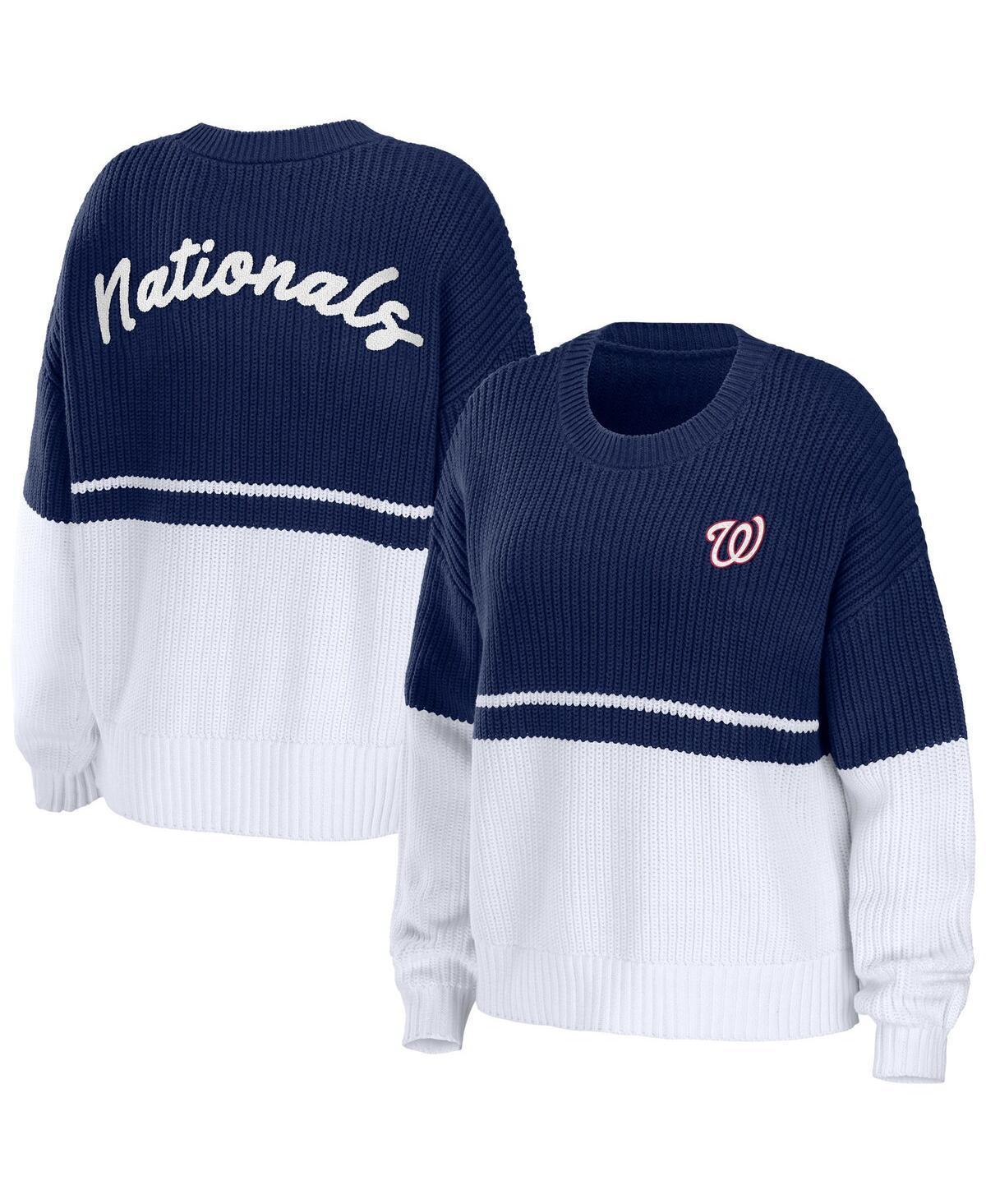 Womens Wear by Erin Andrews Navy Washington Nationals Chunky Pullover Sweater - Navy Product Image